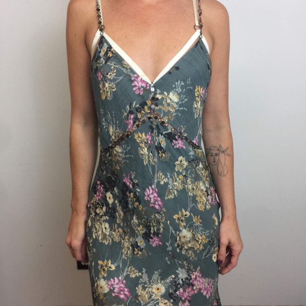 Haute Hippie Sage Floral Silk Chain Midi Dress - Picture 7 of 8